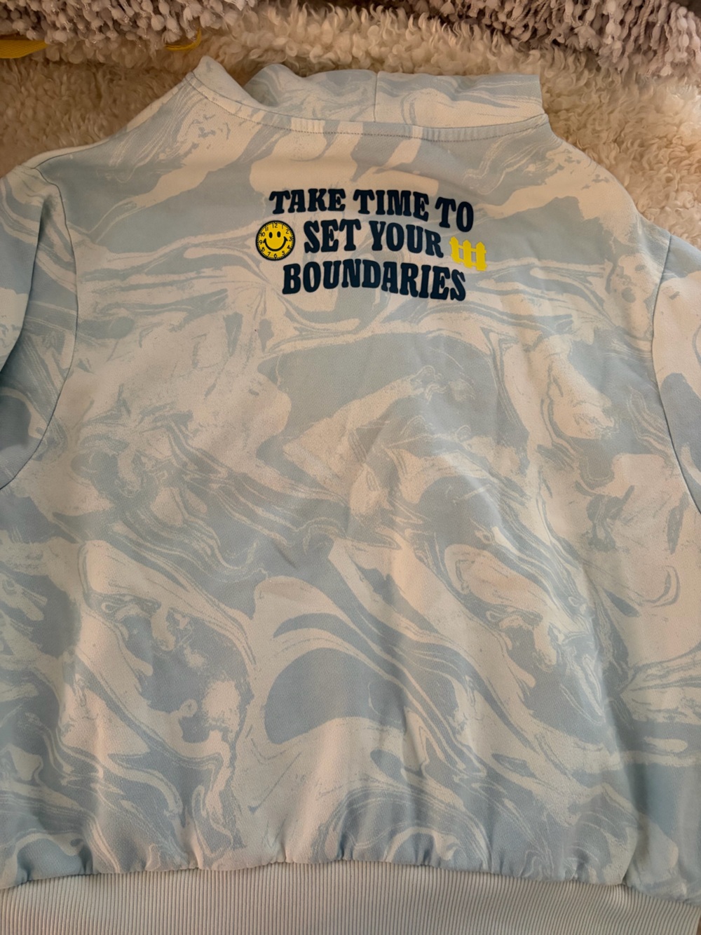 Vans Light Blue and White Marble Hoodie and matching shorts